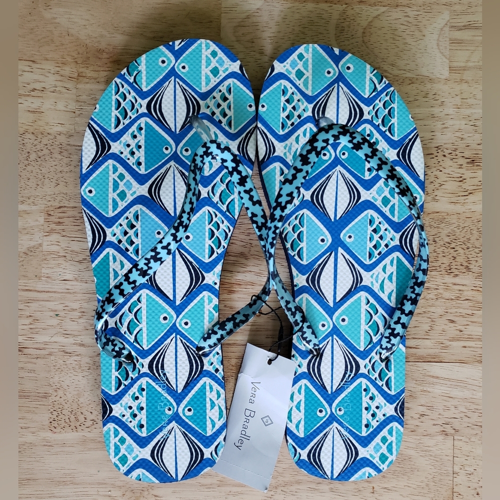 Vera Bradley Go Fish Blue Flip Flops